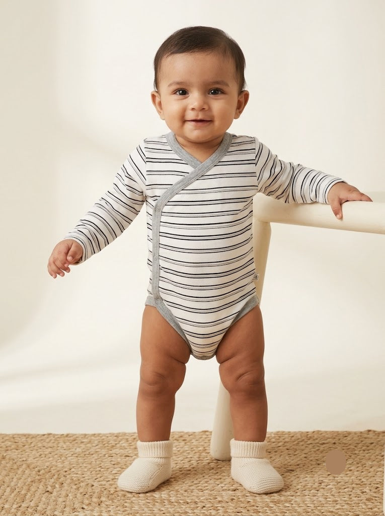Baby's FS rompers - b/w stripe