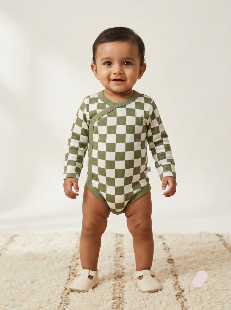 Baby's FS rompers - green checks