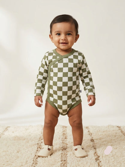 Baby's FS rompers - green checks