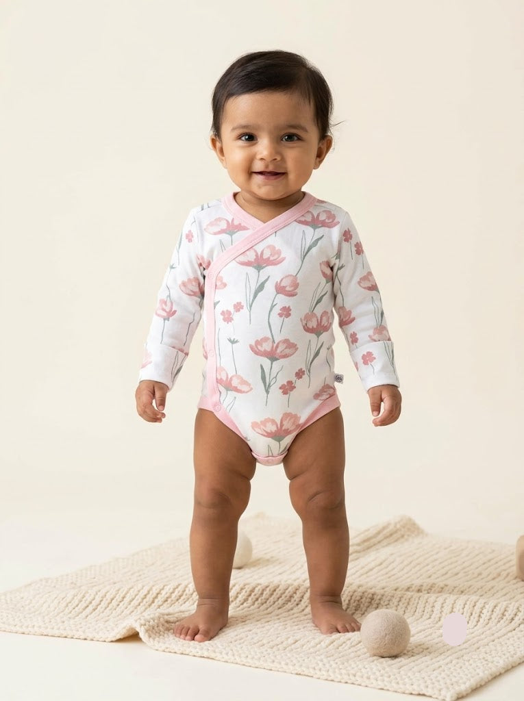 Baby's FS rompers - pink blossom plant