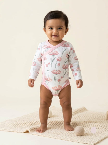 Baby's FS rompers - pink blossom plant