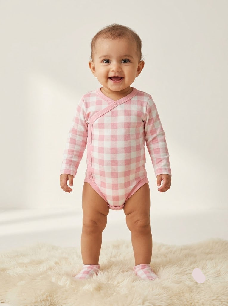 Baby's FS rompers - pink checks