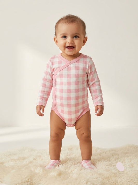 Baby's FS rompers - pink checks