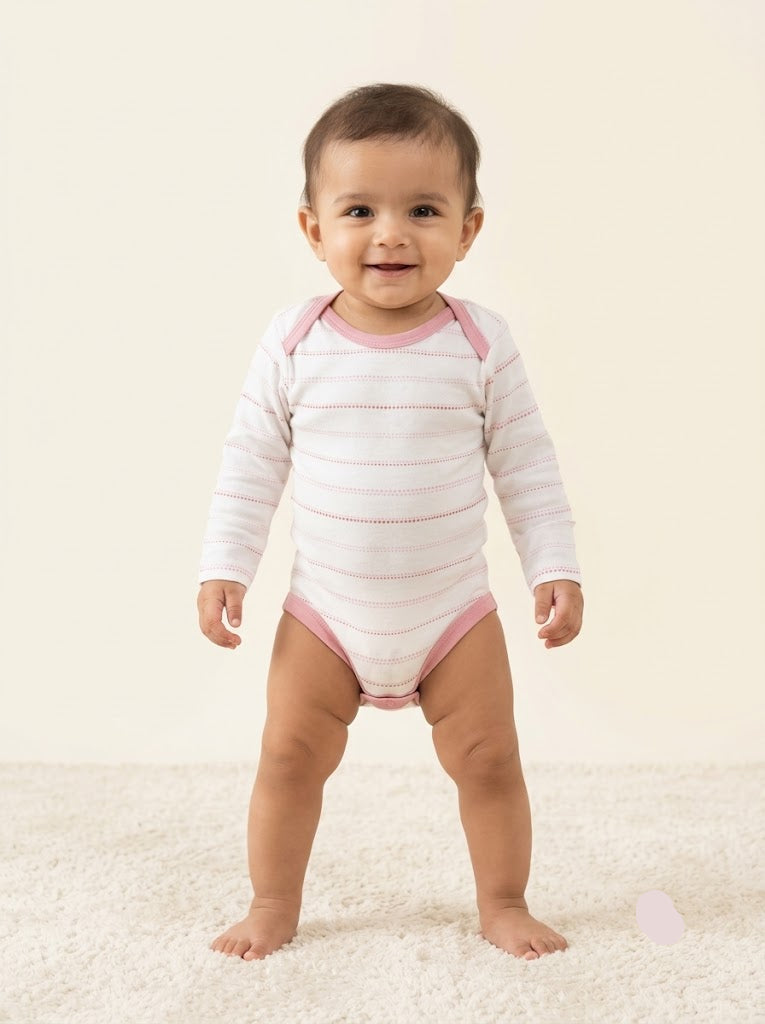 Baby's FS rompers - pink dot line