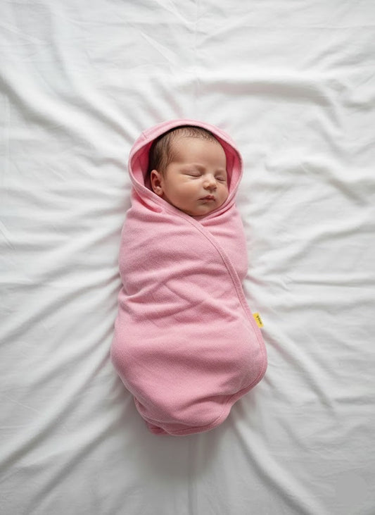 Baby's Hooded wrapper blanket - pink