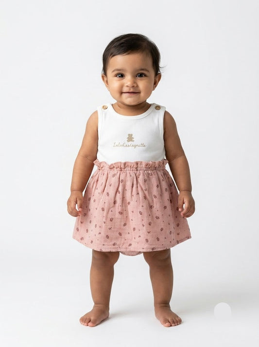 Baby's LS frock rompers - peach