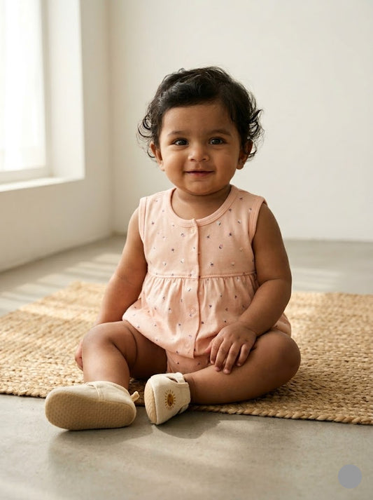 Baby's LS full open frock - s.strawberry