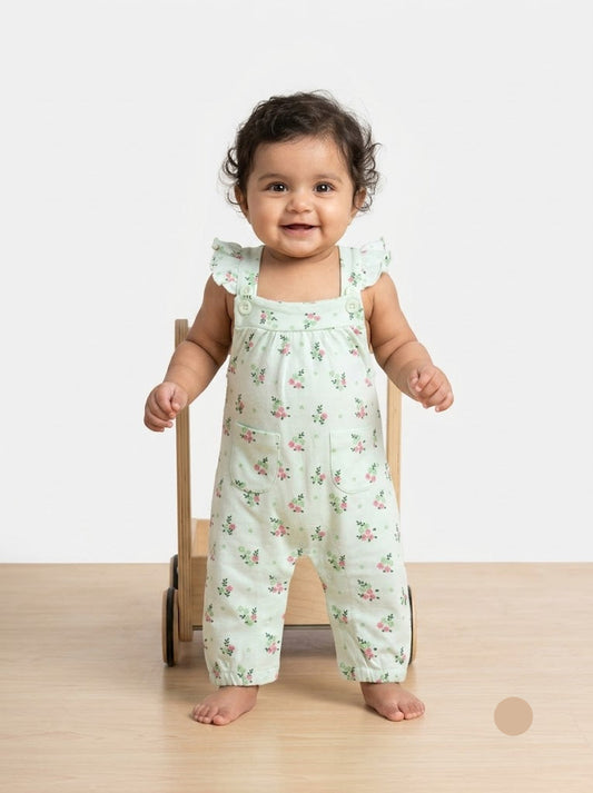 Soft Cotton Baby LS Half Jumpsuit Green Baby Sleepsuits & Jumpsuits