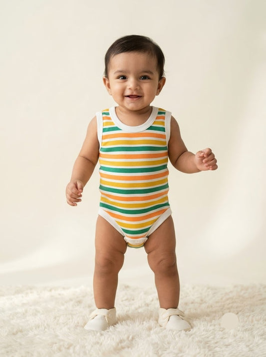 Baby's LS rompers - Colours striped