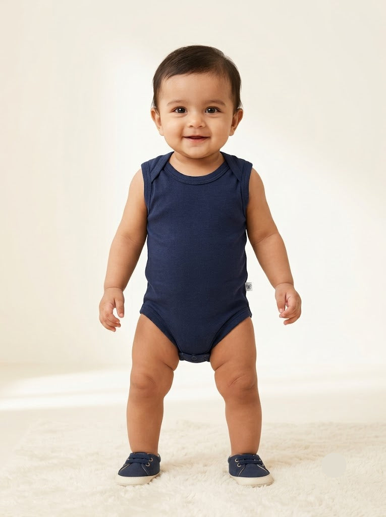 Baby's LS rompers - Dark Blue