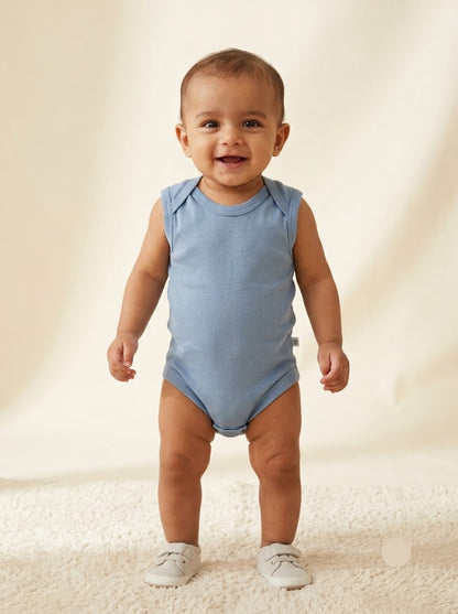 Baby's LS rompers - Light Blue Plain