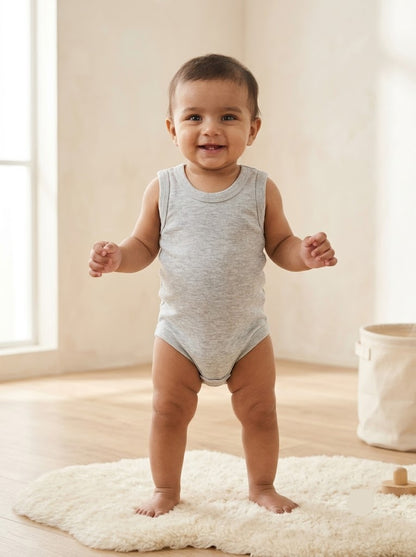 Baby's LS rompers - Light grey