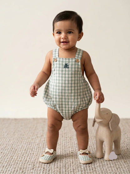 Baby's LS rompers - blue checks