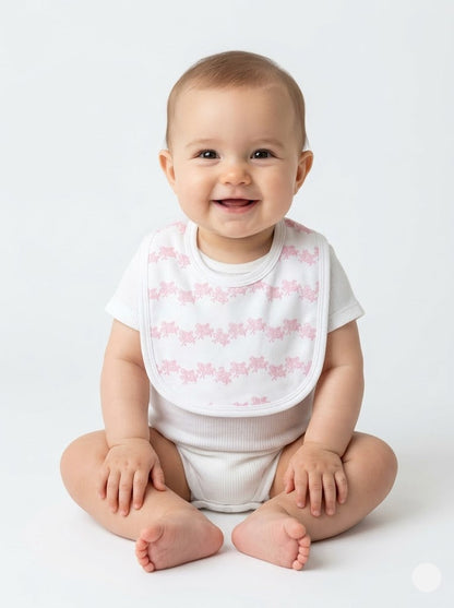 Baby's bibs - Mini pink line flowers