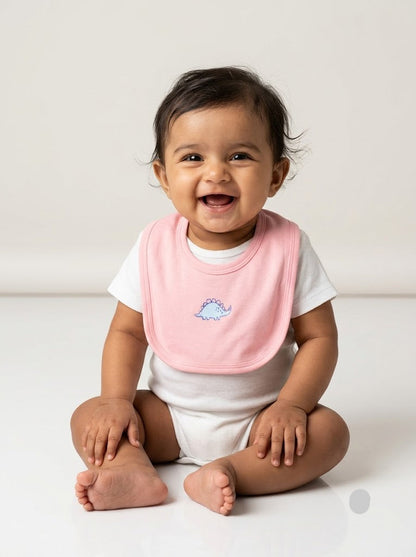 Baby's bibs - pink dinosaur