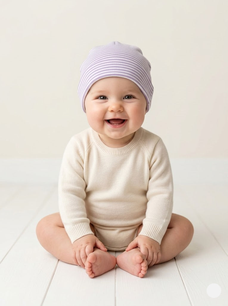 Baby's cap - Purple stripes