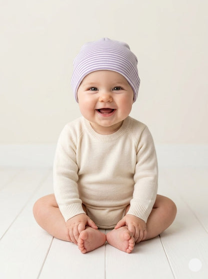 Baby's cap - Purple stripes