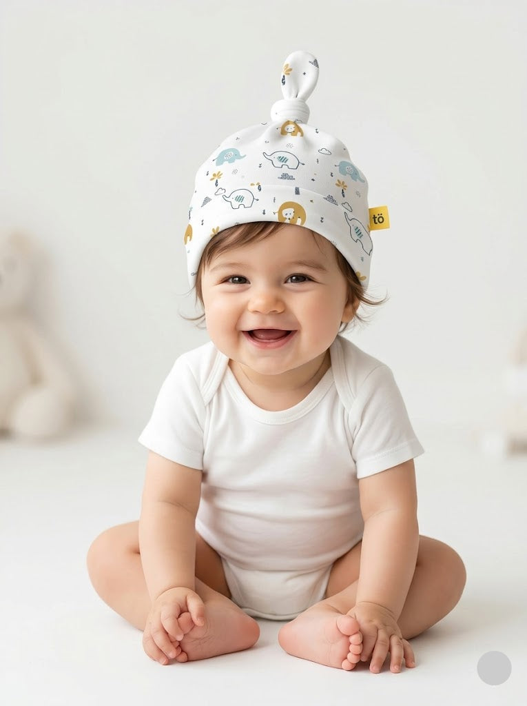 Baby's cap - knot elephant