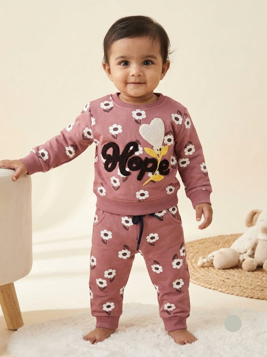 Baby's co-ord Pant Set – dusty rose hope