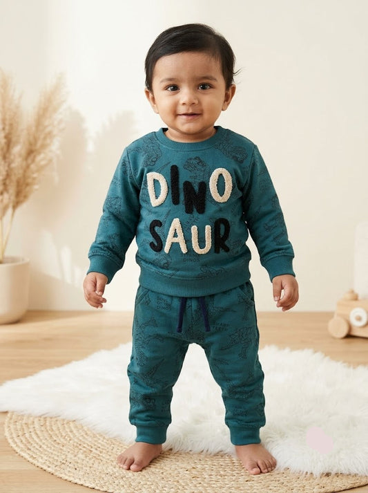 Baby's co-ord Pant Set – green dinosaur