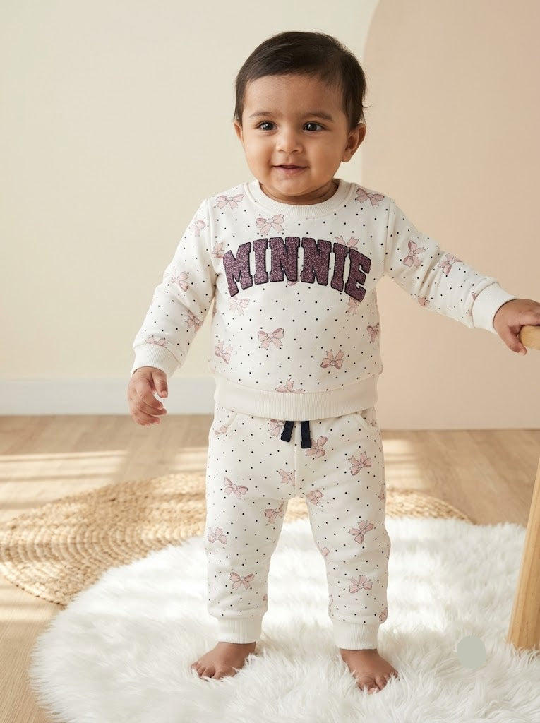 Baby's co-ord Pant Set – pink bow minnie