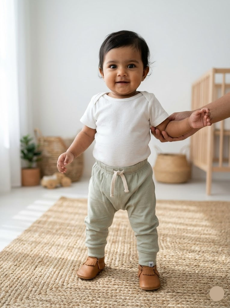 Baby's diaper pants - beige green