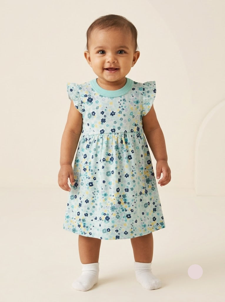 Baby's frock - Blue flowers