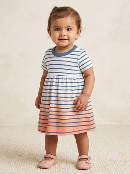 Baby's frock - Blue line