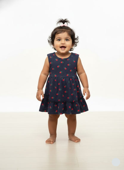 Baby's frock - blue cherry