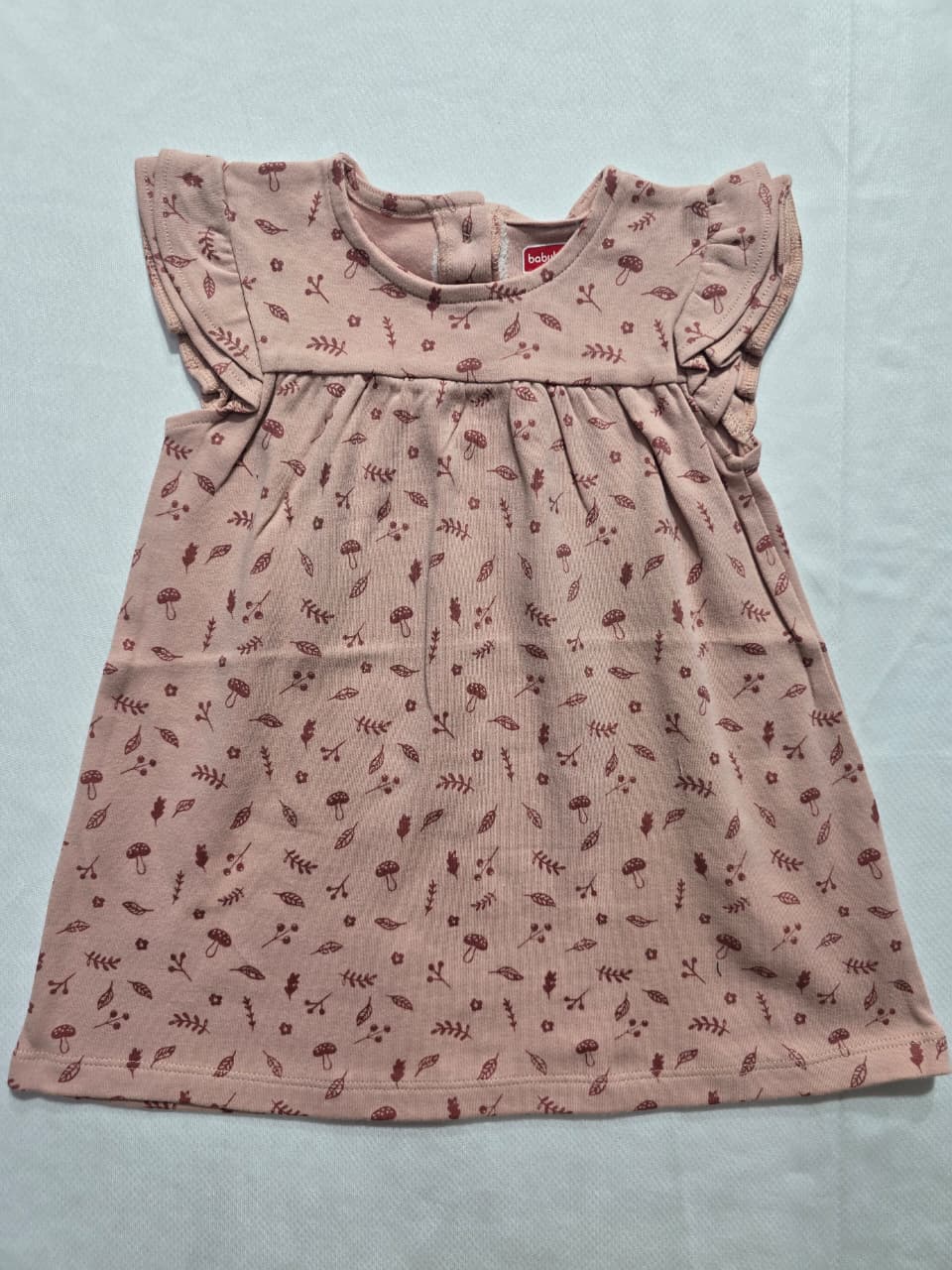 Baby's frock - peach mushroom
