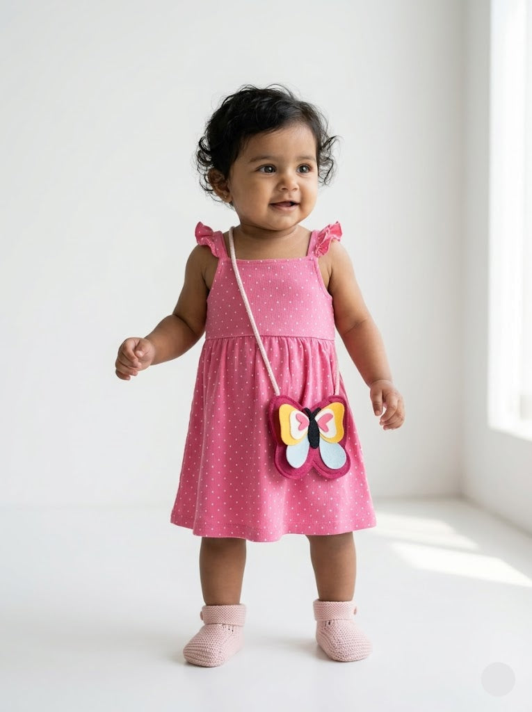 Baby's frock - pink dots