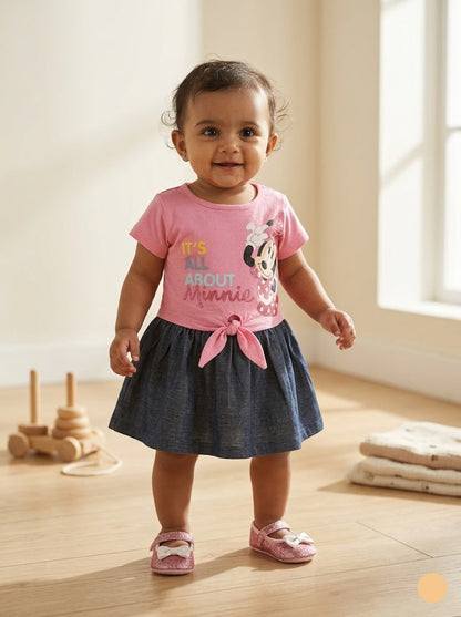 Baby's frock - pink micky