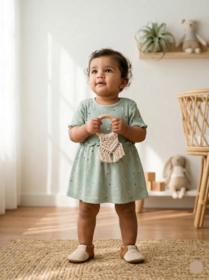 Baby's frock - pista bunny