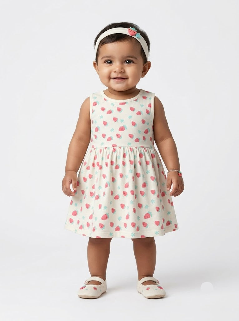 Baby's frock - strawberry