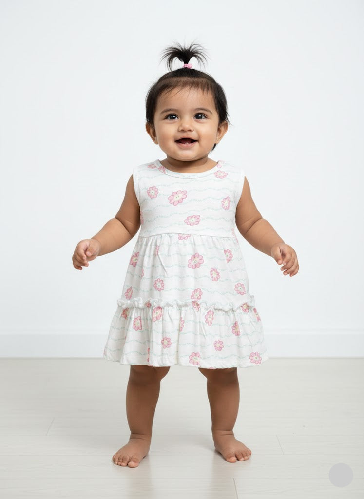 Baby's frock - white flower
