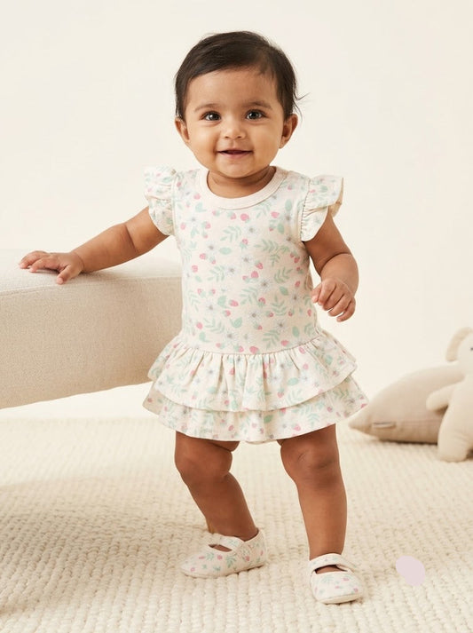 Baby's frock rompers - strawberries