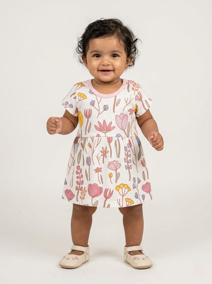 Baby's frock rompers - tulip flower