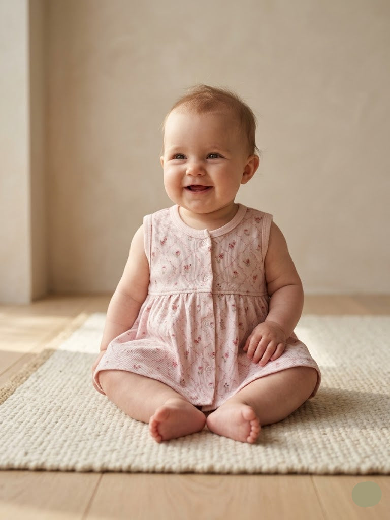 Baby's full open frock - cross pink