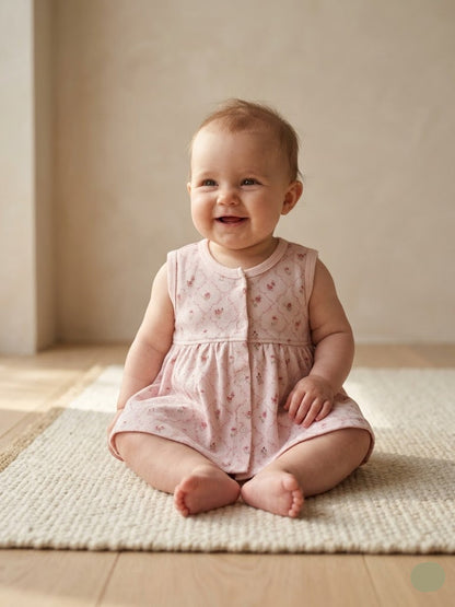 Baby's full open frock - cross pink