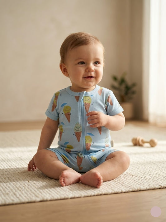 Baby's half jumpsuit - blue ice