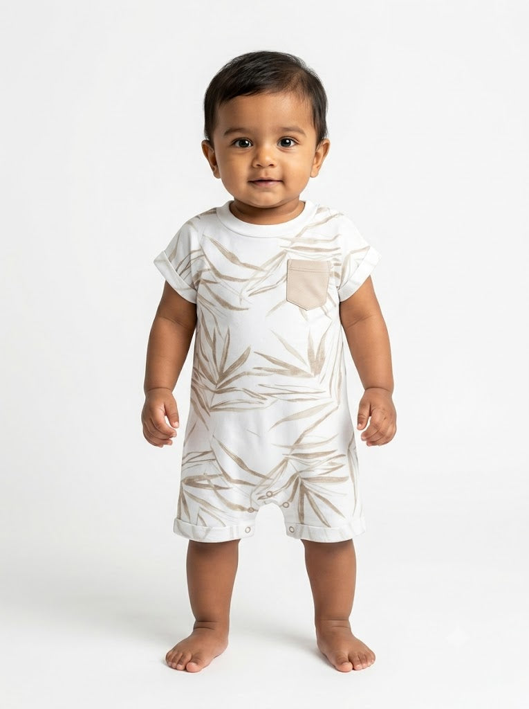 Baby's half jumpsuit - dry leaf