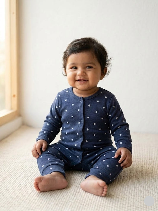 Baby's half jumpsuit - navy shapes