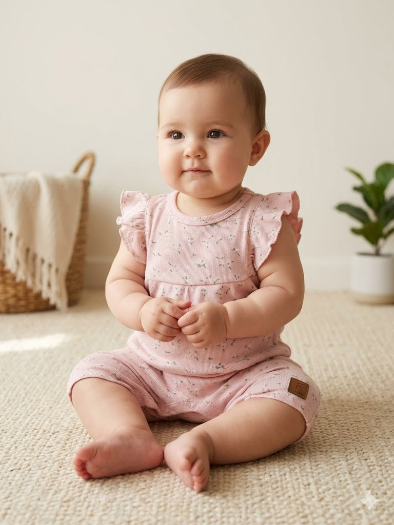 Baby's half jumpsuit - peach flower