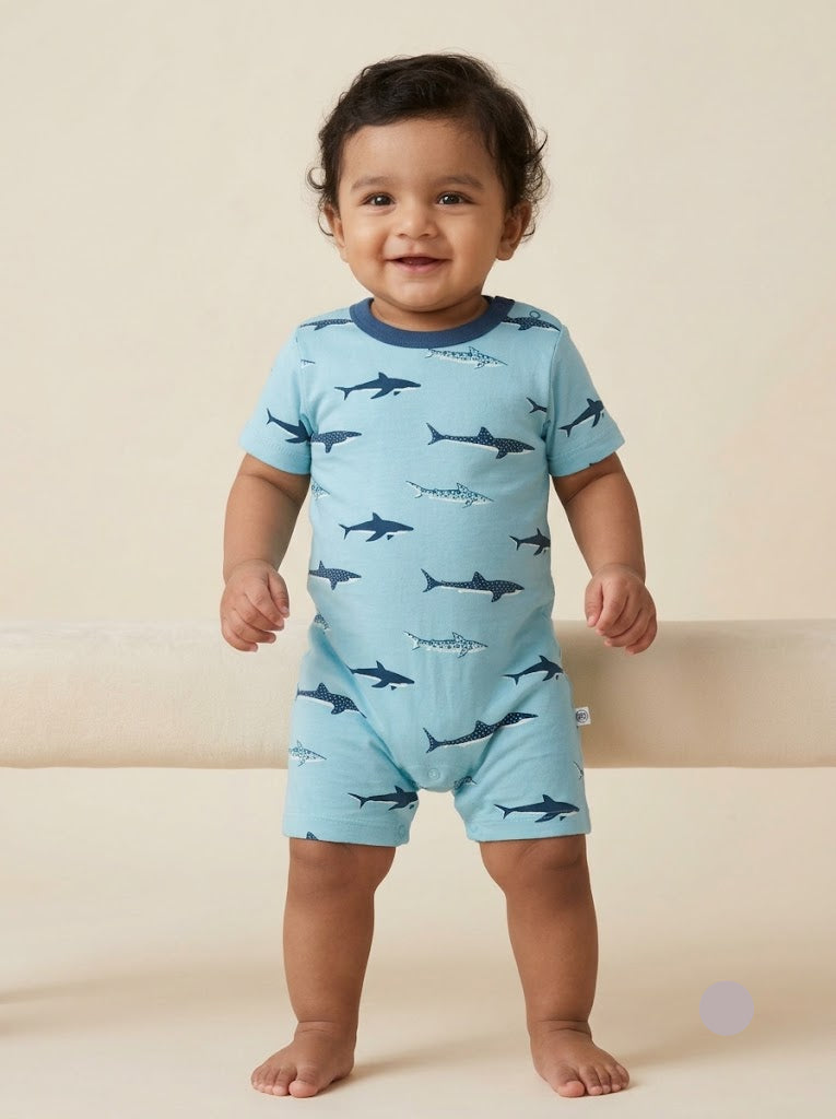 Baby's half jumpsuit - whale