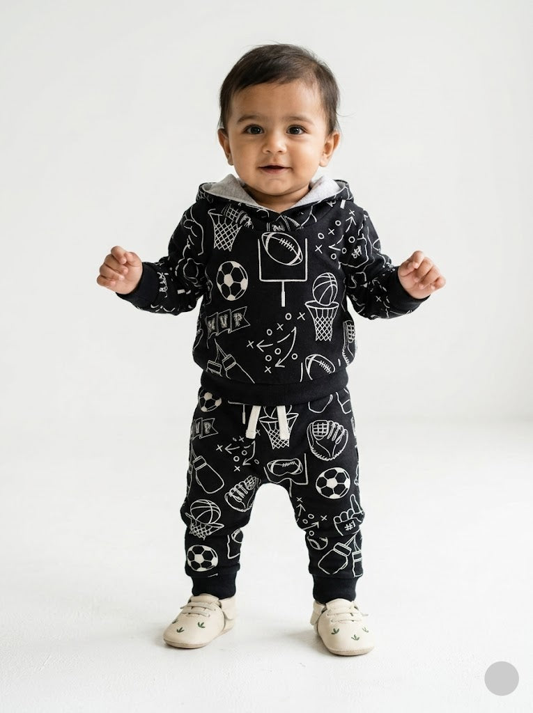 Baby's hoodie loop knit pant set - elements