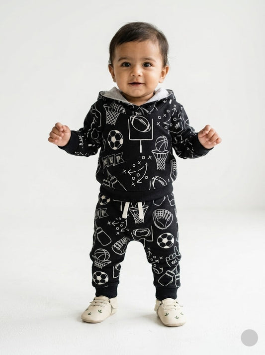 Baby's hoodie loop knit pant set - elements