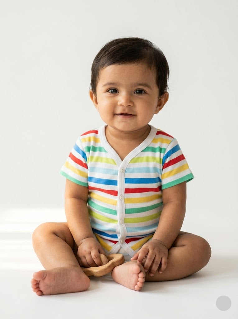 Baby's jabla top - colour stripes