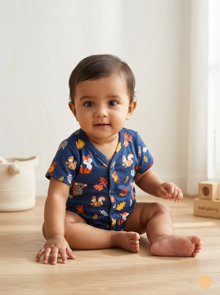 Baby's jabla top - navy animalss