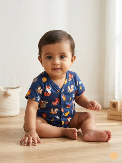 Baby's jabla top - navy animalss