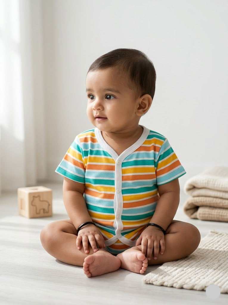 Baby's jabla top - rainbow stripes